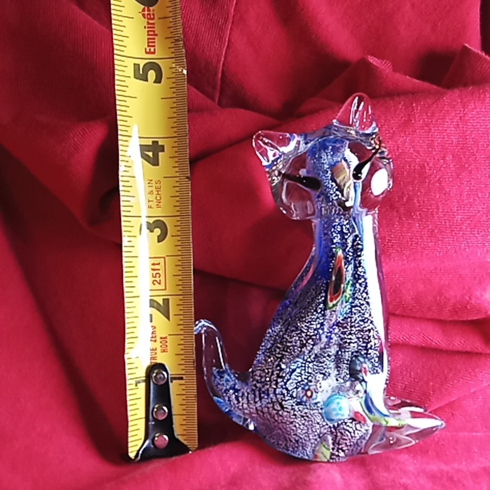 Murano Art Glass Cat Figurine. Beautiful Mixed Colors. Flawless Condition. - Picture 15 of 16